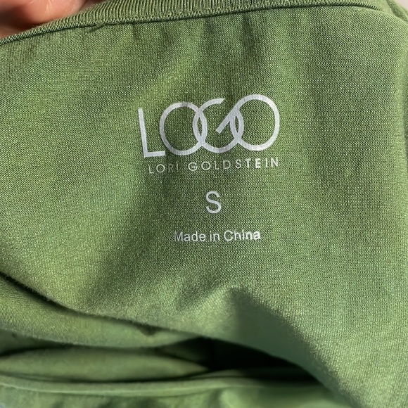 LOGO by Lori Goldstein relaxed fit sequins pockets tunic top green scoop neck SM - Picture 6 of 11